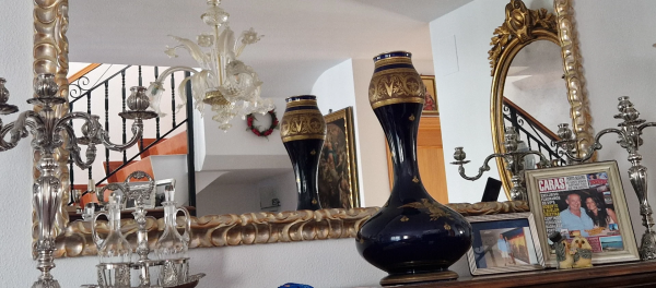 Espejo de pared a medida ref. 2829-031 dorado y plateado ancho 7,8 cm ejemplo cliente