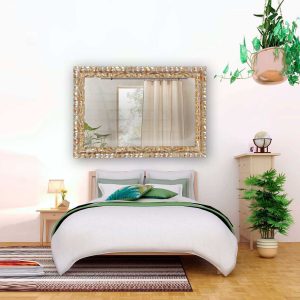 Espejo de pared dorado y plateado
