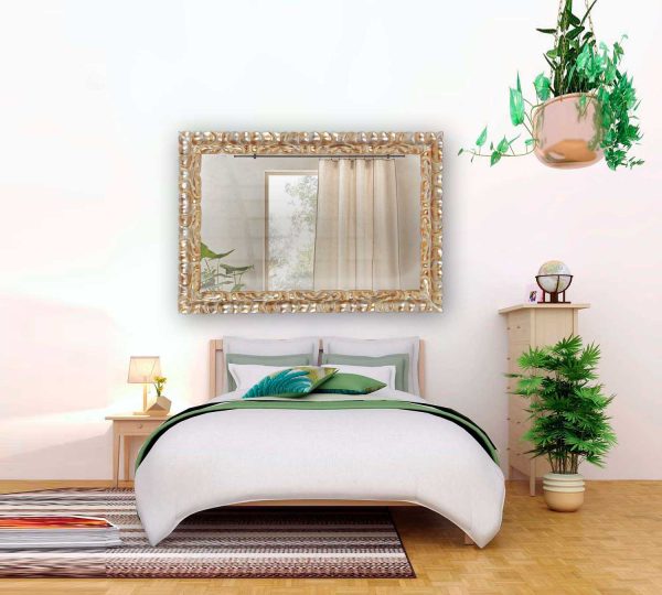 Espejo de pared dorado y plateado