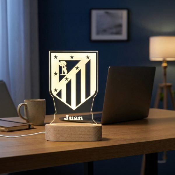 Atlético de Madrid escudo Tradicional - Lámpara personalizada con iluminación LED 2