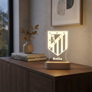 Atlético de Madrid escudo Tradicional - Lámpara personalizada con iluminación LED 3