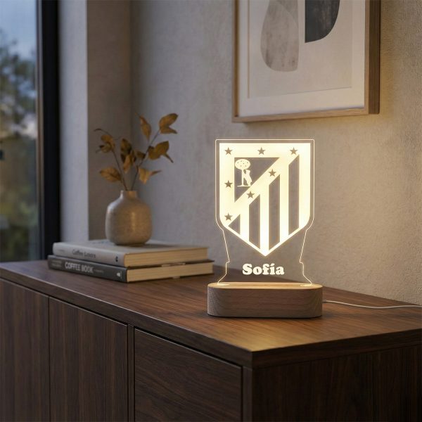 Atlético de Madrid escudo Tradicional - Lámpara personalizada con iluminación LED 3