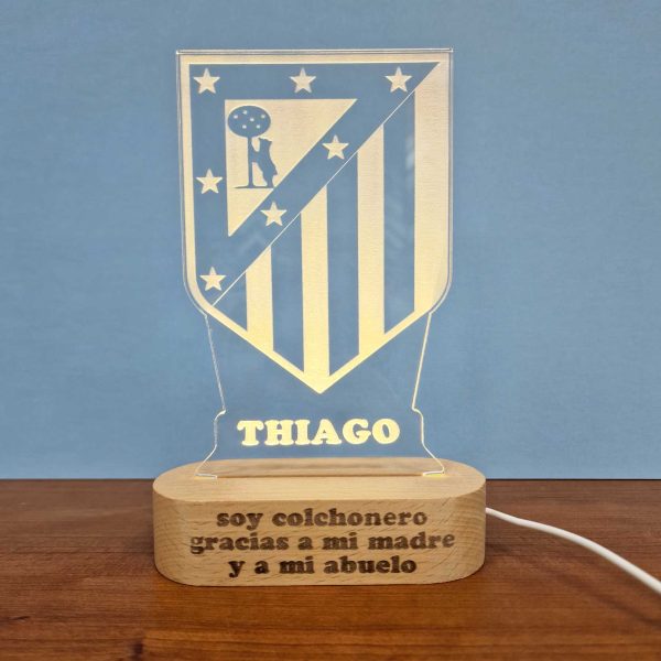 Atlético de Madrid escudo Tradicional - Lámpara personalizada con iluminación LED - Imagen 5