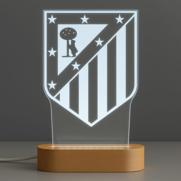 Atlético de Madrid escudo Tradicional o Nuevo - Lámpara personalizada con iluminación LED 3