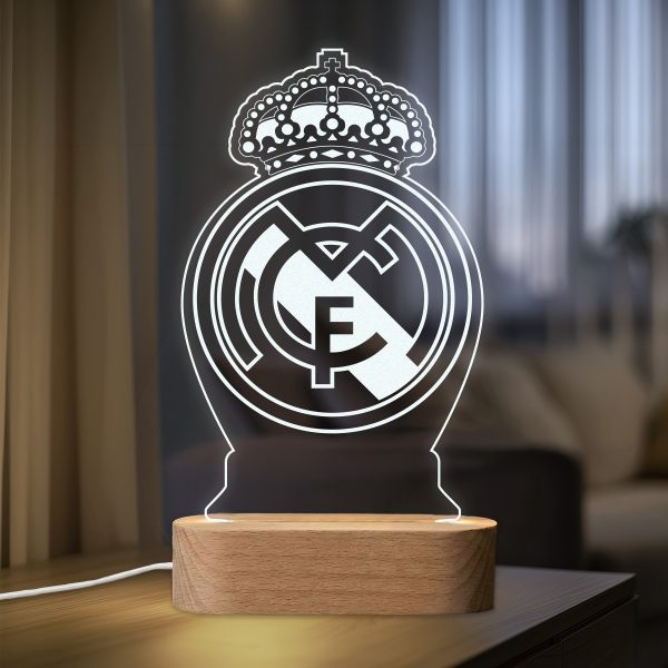 Real Madrid escudo - Lámpara personalizada con iluminación LED