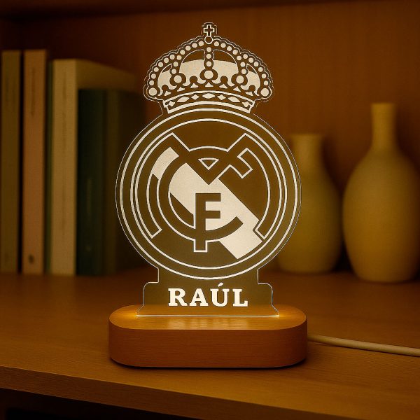Real Madrid escudo - Lámpara personalizada con iluminación LED