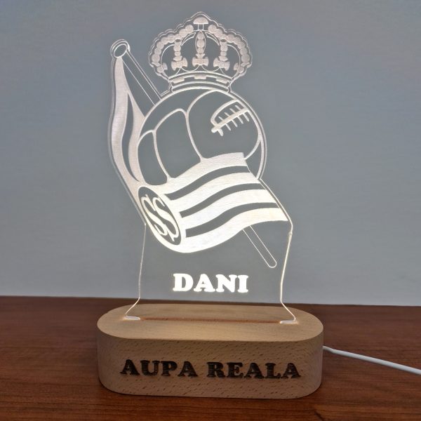 lámpara Real Sociedad escudo personalizada con iluminación LED