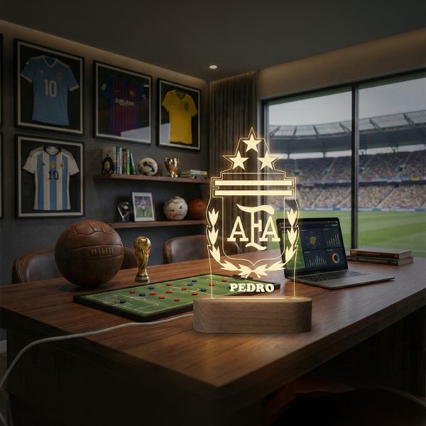 Selección Argentina escudo - Lámpara personalizada con iluminación LED 3