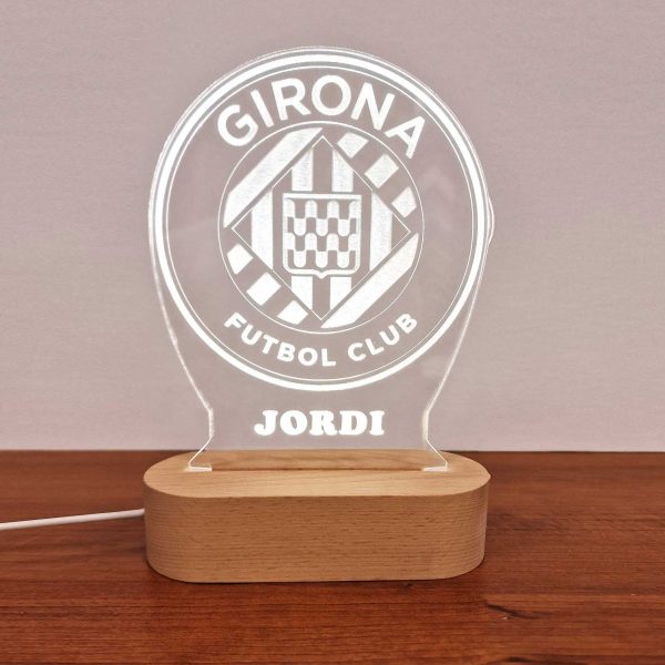 Girona Fútbol Club escudo - lámpara personalizada con iluminación LED