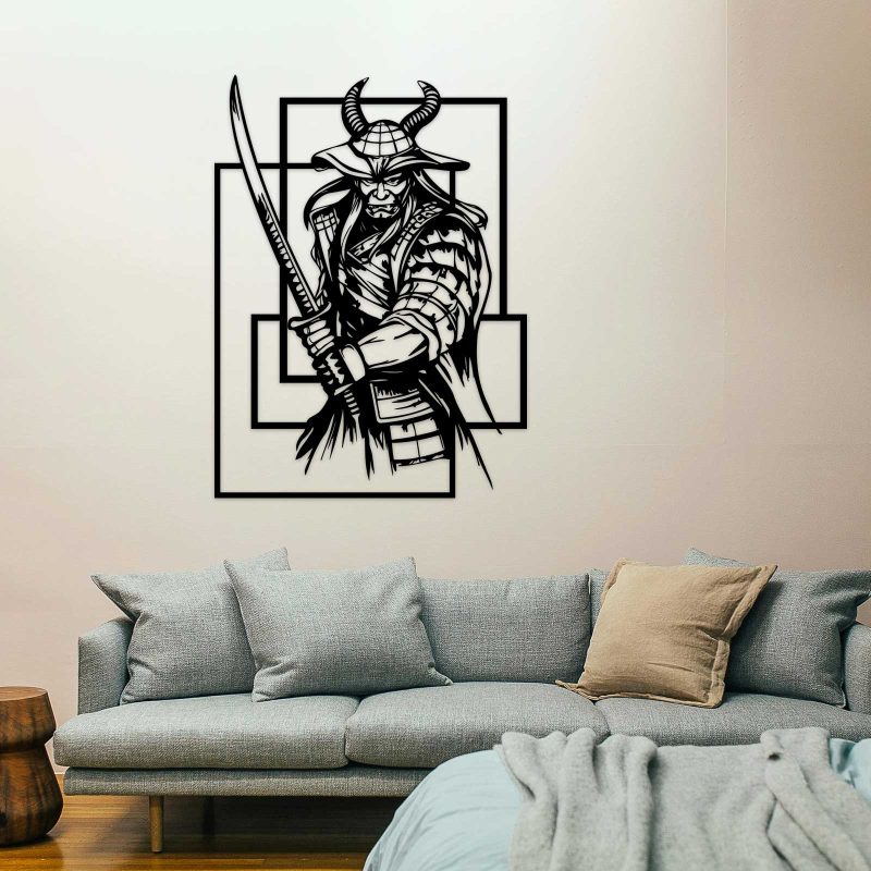 Samurái con katana - Cuadro decoración negro