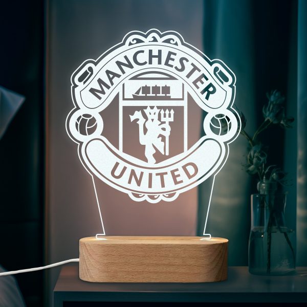 Manchester United Football Club escudo - lámpara personalizada con iluminación LED