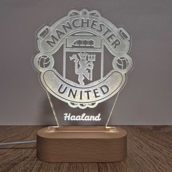 Manchester United Football Club escudo - lámpara personalizada con iluminación LED