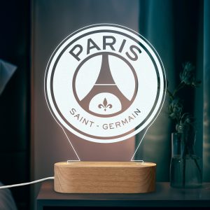 Paris Saint-Germain F. C. (PSG) escudo - lámpara personalizada con iluminación LED
