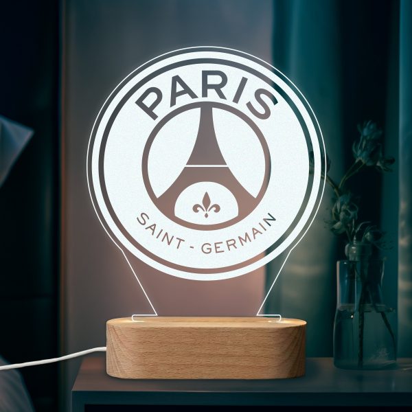 Paris Saint-Germain F. C. (PSG) escudo - lámpara personalizada con iluminación LED