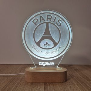 Paris Saint-Germain F. C. (PSG) escudo - lámpara personalizada con iluminación LED