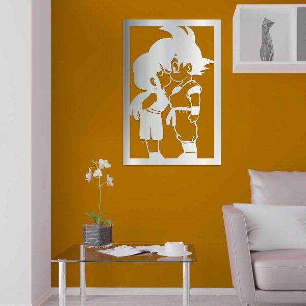 Goku y Chichi beso - Cuadro decoración espejo con marco