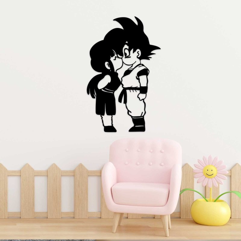 Goku y Chichi beso - Cuadro decoración negro sin marco