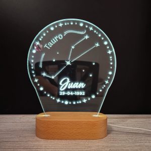 Tauro Constelación (Signo Zodiacal) - Lámpara personalizada con iluminación LED