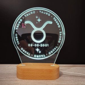 Tauro 01 (Signo Zodiacal) - Lámpara personalizada con iluminación LED