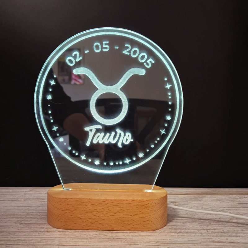 Tauro 02 (Signo Zodiacal) - Lámpara personalizada con iluminación LED