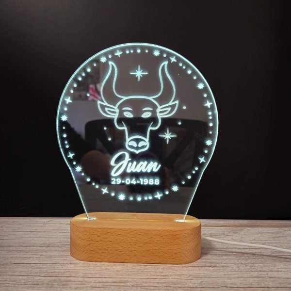Regalo ideal para Tauro: Nuestras lámparas LED personalizables transforman cualquier espacio con su luz suave y diseños cautivadores