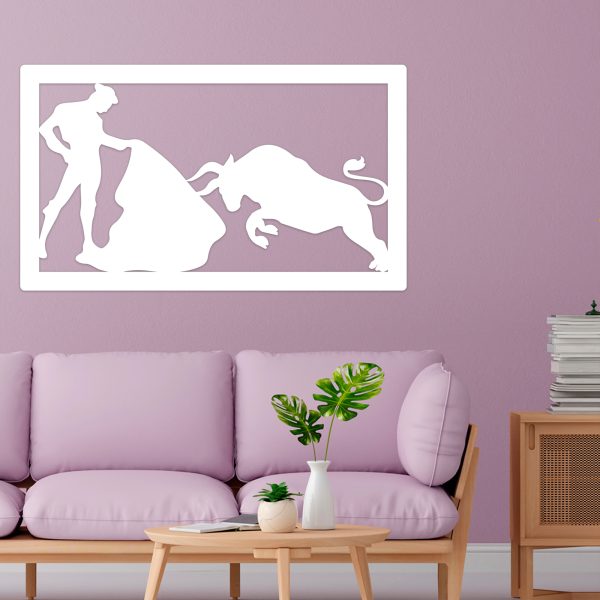 Toro y torero - Cuadro decoración blanco