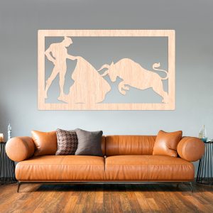Toro y torero - Cuadro decoración chapado