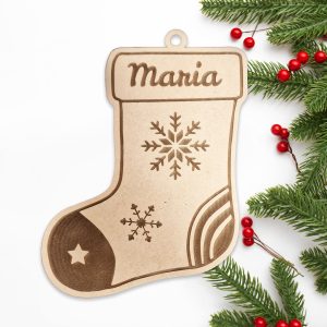 Calcetín de Navidad con nombre personalizado - Adorno navideño - Imagen 3