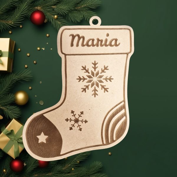 Calcetín de Navidad con nombre personalizado - Adorno navideño