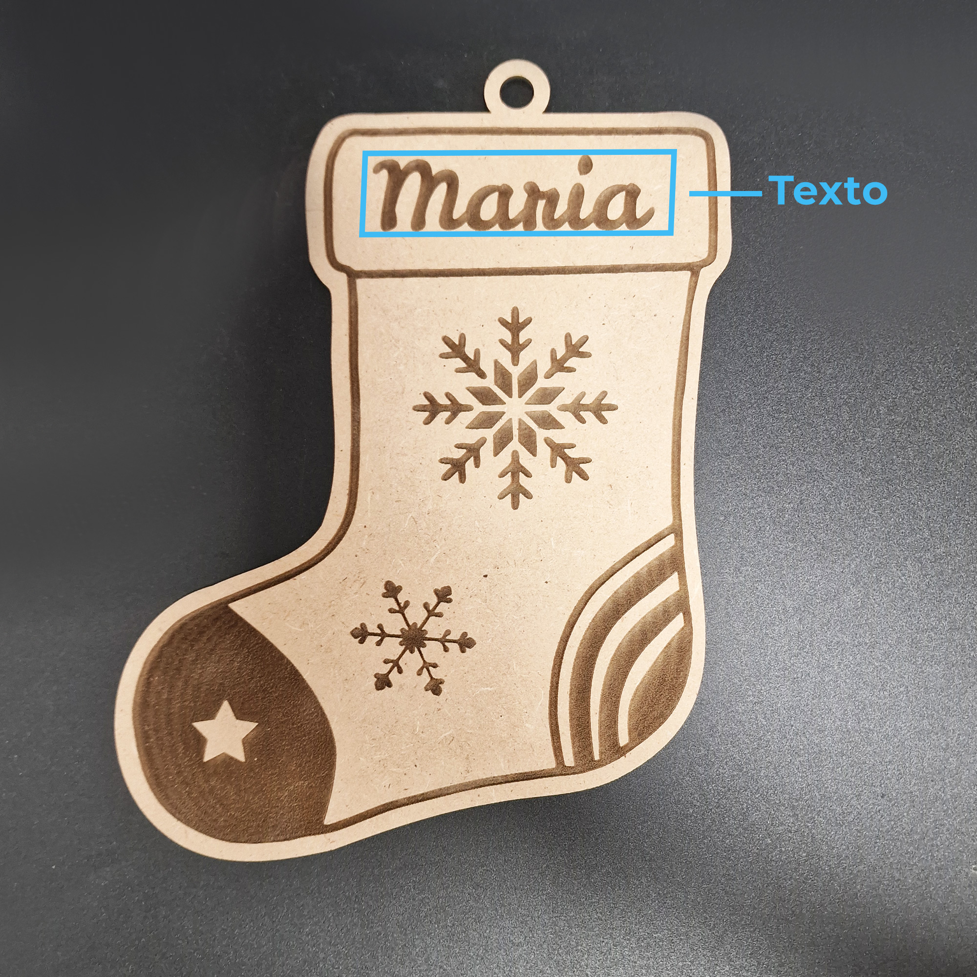 Calcetín de Navidad con nombre personalizado - Adorno navideño texto