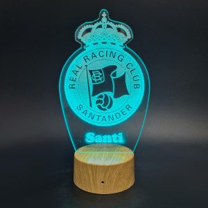 Real Racing Club de Santander escudo - lámpara personalizada con iluminación LED color