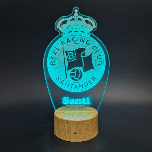 Real Racing Club de Santander escudo - lámpara personalizada con iluminación LED color
