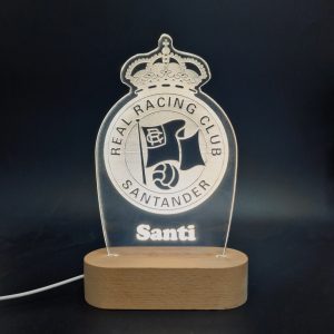 Real Racing Club de Santander escudo - lámpara personalizada con iluminación LED