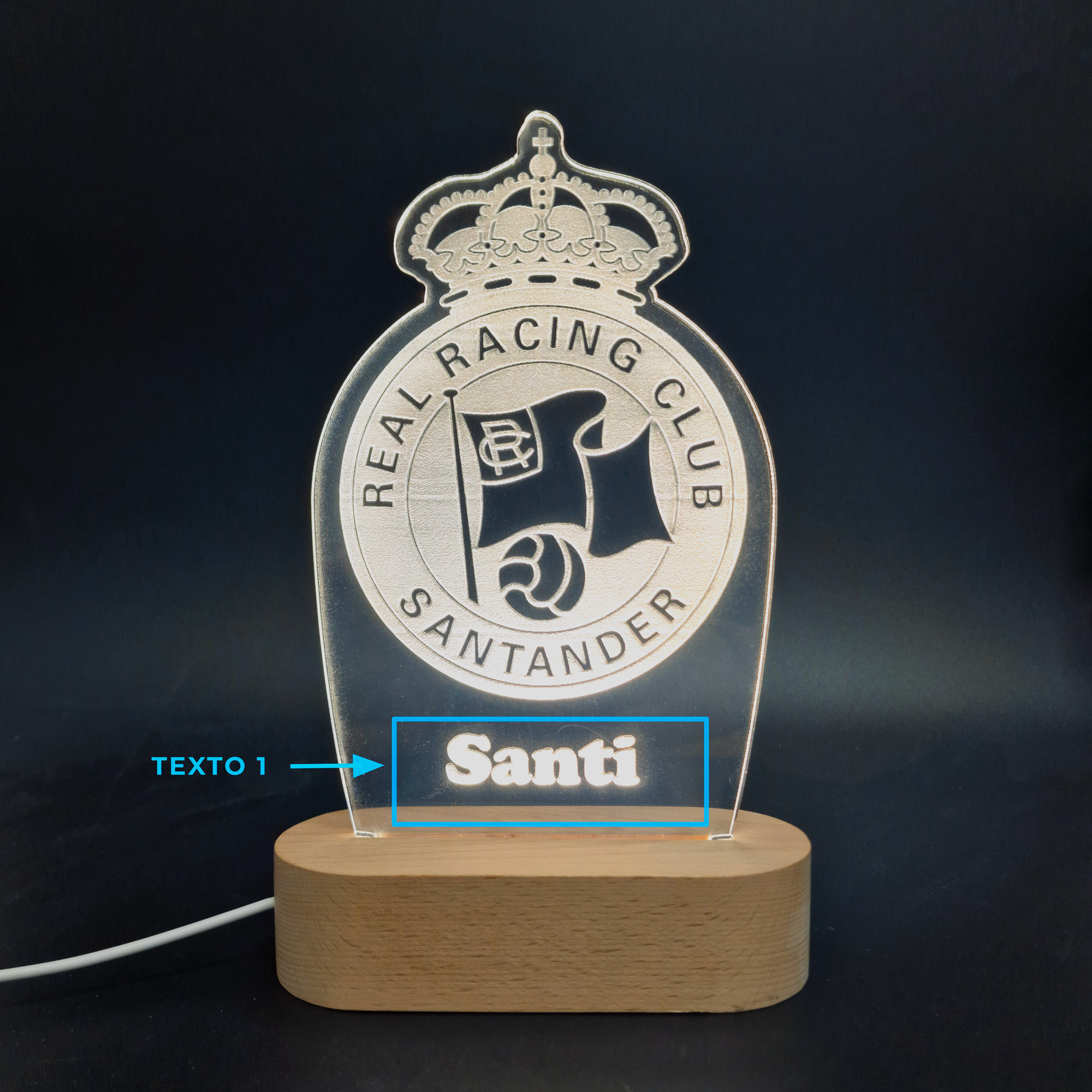 Real Racing Club de Santander Escudo – Lámpara de Metacrilato LASER