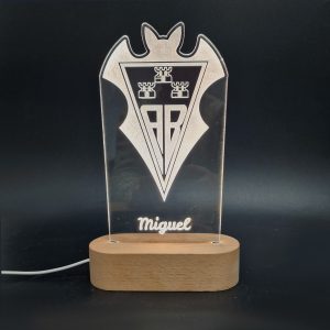 Albacete Balompié escudo - lámpara personalizada con iluminación LED