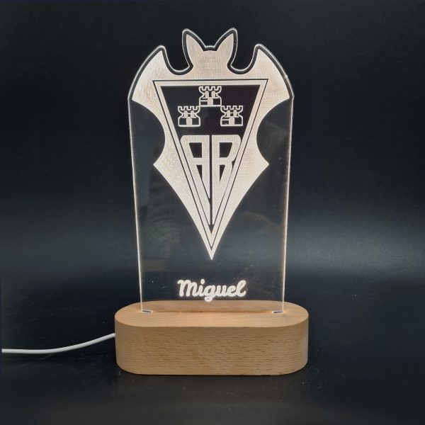 Albacete Balompié escudo - lámpara personalizada con iluminación LED