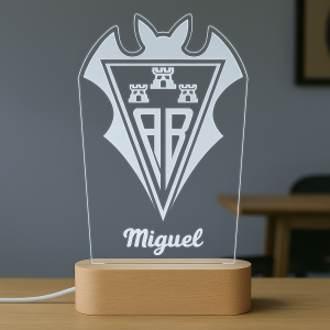 Albacete Balompié escudo - lámpara personalizada con iluminación LED
