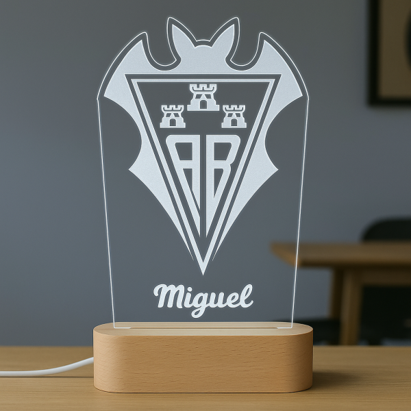 Albacete Balompié escudo - lámpara personalizada con iluminación LED