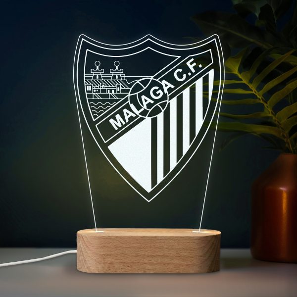 Málaga C.F. escudo - lámpara personalizada con iluminación LED