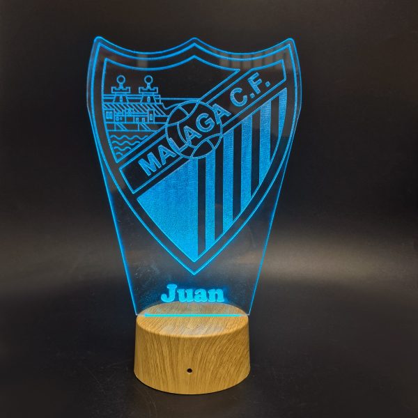 Málaga C.F. escudo - lámpara personalizada con iluminación LED - Imagen 3