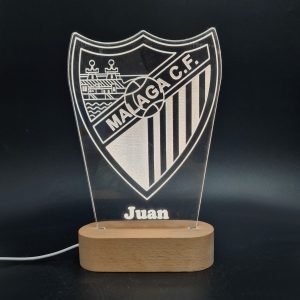 Málaga C.F. escudo - lámpara personalizada con iluminación LED