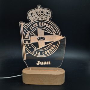R.C. Deportivo de La Coruña escudo - lámpara personalizada con iluminación LED