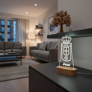 Real Oviedo escudo - lámpara personalizada con iluminación LED