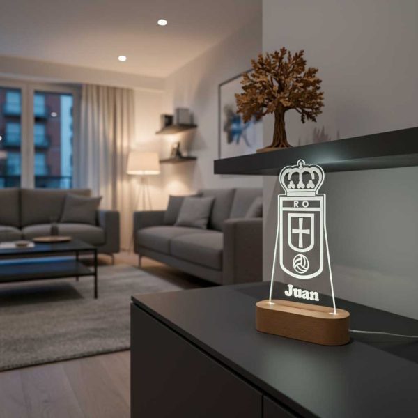 Real Oviedo escudo - lámpara personalizada con iluminación LED