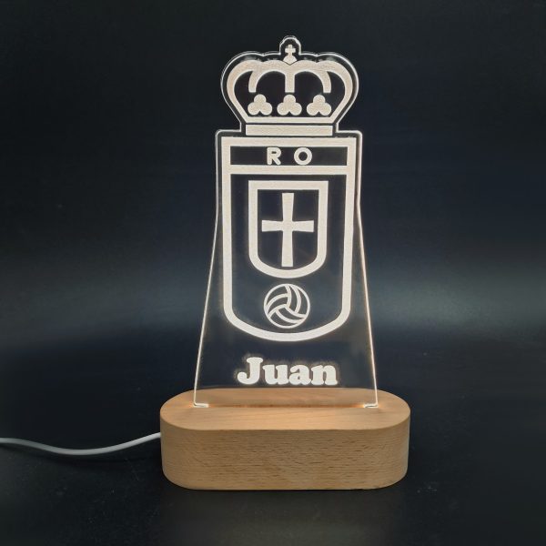 Real Oviedo escudo - lámpara personalizada con iluminación LED