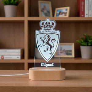 Real Zaragoza escudo - lámpara personalizada con iluminación LED - Imagen 2
