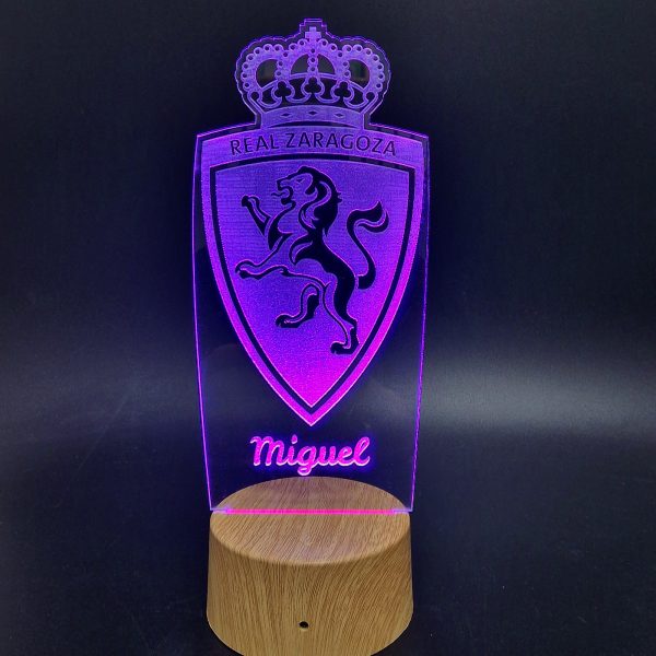 Real Zaragoza escudo - lámpara personalizada con iluminación LED - Imagen 4