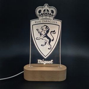 Real Zaragoza escudo - lámpara personalizada con iluminación LED