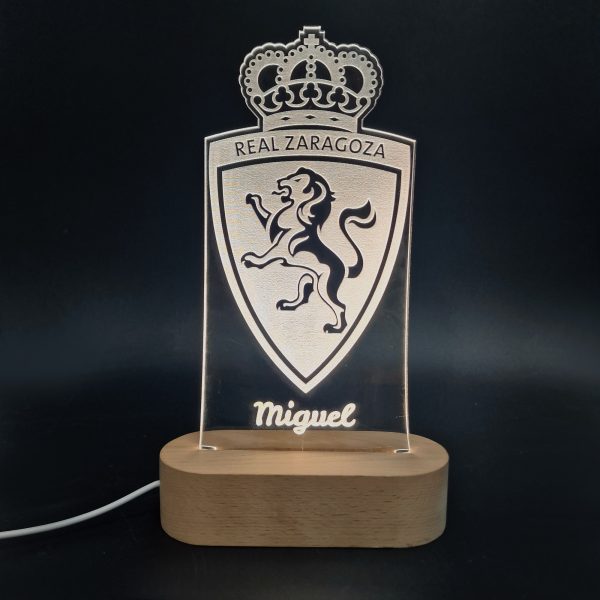 Real Zaragoza escudo - lámpara personalizada con iluminación LED