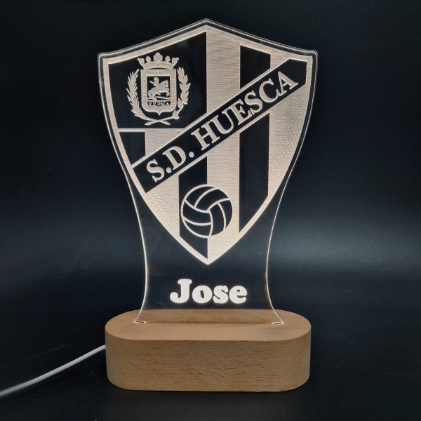 S. D. Huesca escudo - lámpara personalizada con iluminación LED